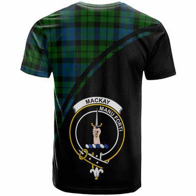 Scottish MacKay Clan Crest Tartan Curve T-Shirt Back Side Tartan Plaid