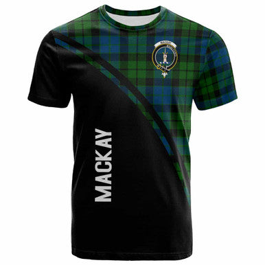 Scottish MacKay Clan Crest Tartan Curve T-Shirt Front Side Tartan Plaid