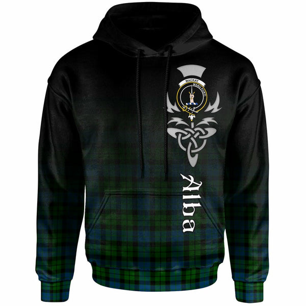 Scottish MacKay Clan Crest Tartan Hoodie - Alba Gu Brath Family Crest Celtic Inspired Front Side Tartan Plaid