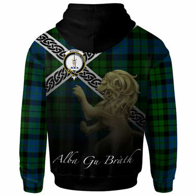 Scottish MacKay Clan Crest Tartan Hoodie - Scotland Lion Back Side Tartan Plaid