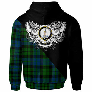 Scottish MacKay Clan Crest Tartan Hoodie - Military Logo Back Side Tartan Plaid