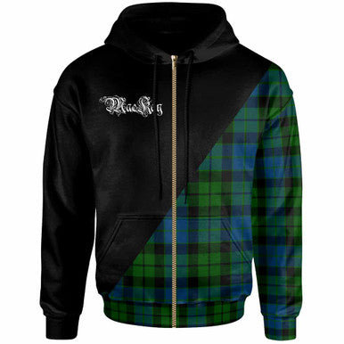 Scottish MacKay Clan Crest Tartan Hoodie - Military Logo Zip-up Tartan Plaid
