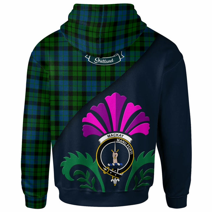 Scottish MacKay Clan Crest Tartan Hoodie - Scotland Thistle Style Back Side Tartan Plaid
