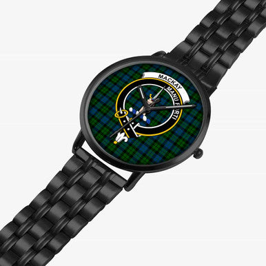Scottish MacKay Clan Crest Tartan Instafamous Steel Quartz Watches Tartan Plaid Black 2