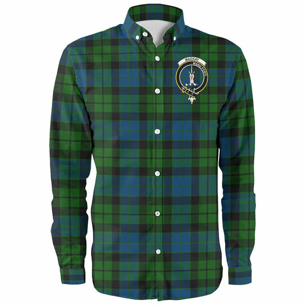 Scottish MacKay Clan Crest Tartan Long Sleeve Shirt Front Side Tartan Plaid