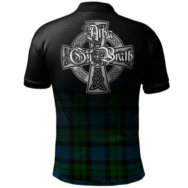 Scottish MacKay Clan Crest Tartan Polo Shirt - Alba Gu Brath Family Crest Celtic Inspired Back Side Tartan Plaid