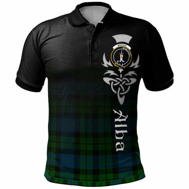 Scottish MacKay Clan Crest Tartan Polo Shirt - Alba Gu Brath Family Crest Celtic Inspired Front Side Tartan Plaid