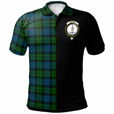 Scottish MacKay Clan Crest Tartan Polo Shirt - Half in Me Front Side Tartan Plaid