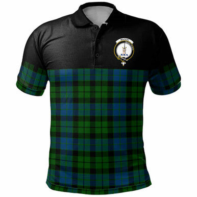 Scottish MacKay Clan Crest Tartan Polo Shirt - Horizontal Style Front Side Tartan Plaid