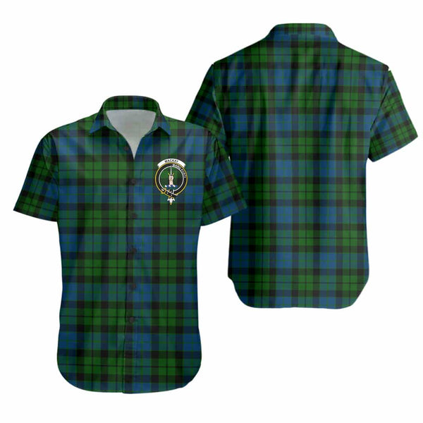 Scottish MacKay Clan Crest Tartan Short Sleeve Shirt Tartan Plaid