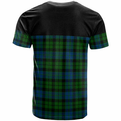 Scottish MacKay Clan Crest Tartan T-Shirt - Horizontal Style Back Side Tartan Plaid