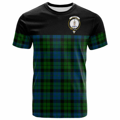 Scottish MacKay Clan Crest Tartan T-Shirt - Horizontal Style Front Side Tartan Plaid