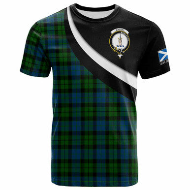Scottish MacKay Clan Crest Tartan T-Shirt - Scotland Forever Style Front Side Tartan Plaid