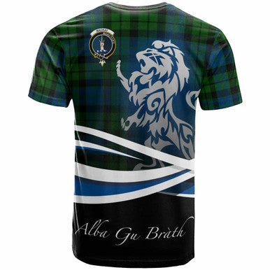 Scottish MacKay Clan Crest Tartan T-Shirt - Scotland Lion Back Side Tartan Plaid