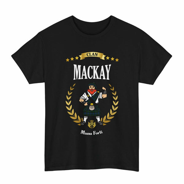Scottish MacKay Clan Tartan T-Shirt - Motto Scotsman Tartan Plaid Black Color
