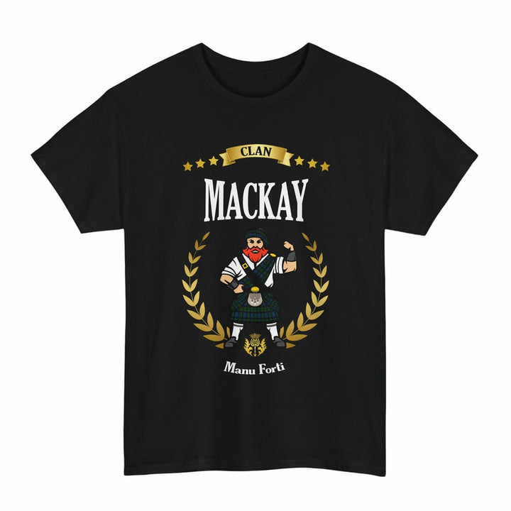 Scottish MacKay Clan Tartan T-Shirt - Motto Scotsman Tartan Plaid Black Color