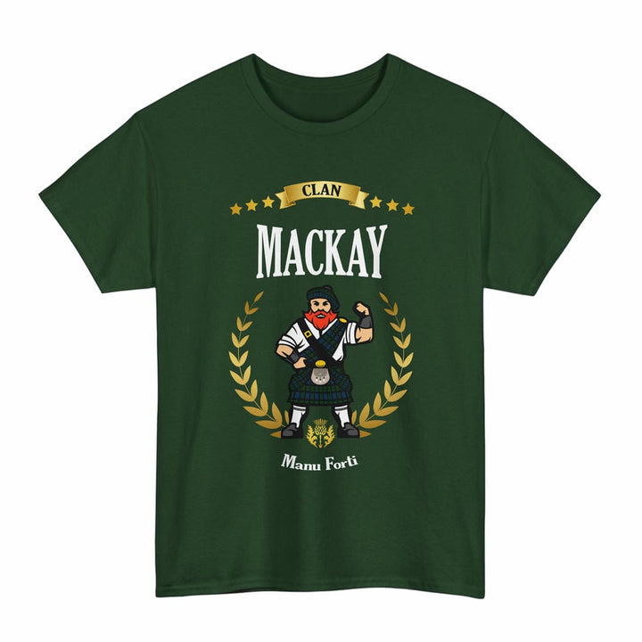 Scottish MacKay Clan Tartan T-Shirt - Motto Scotsman Tartan Plaid Forest Green Color