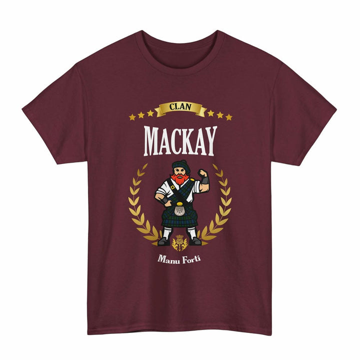 Scottish MacKay Clan Tartan T-Shirt - Motto Scotsman Tartan Plaid Maroon Color