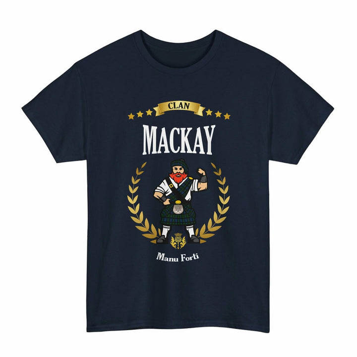 Scottish MacKay Clan Tartan T-Shirt - Motto Scotsman Tartan Plaid Navy Color