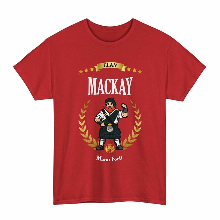 Scottish MacKay Clan Tartan T-Shirt - Motto Scotsman Tartan Plaid Red Color