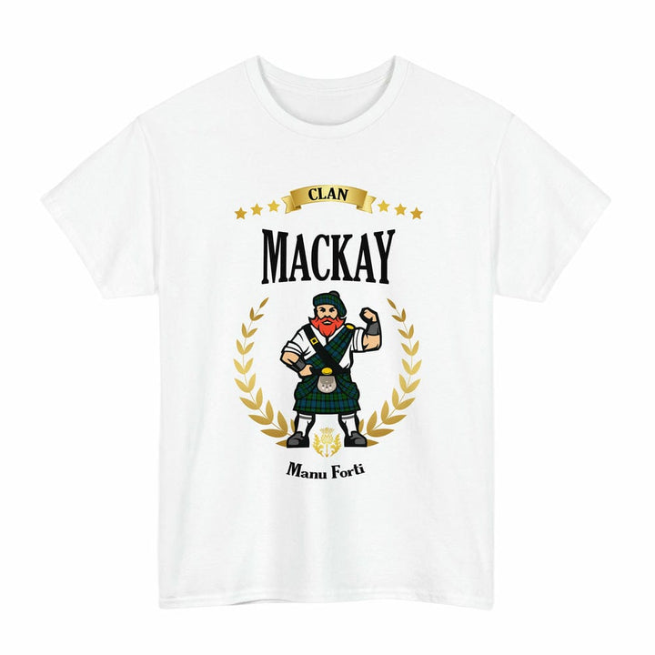 Scottish MacKay Clan Tartan T-Shirt - Motto Scotsman Tartan Plaid White Color