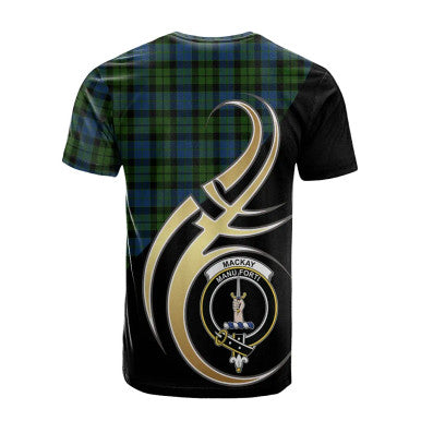 Scottish MacKay Modern Clan Crest Tartan T-Shirt Believe in Me Back Side Tartan Plaid
