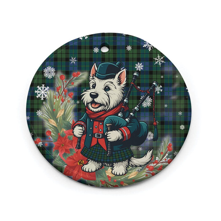 Scottish MacKay Modern Clan Tartan Ceramic Ornament Cute Scottish Terrier Dog Circle Style Tartan Plaid