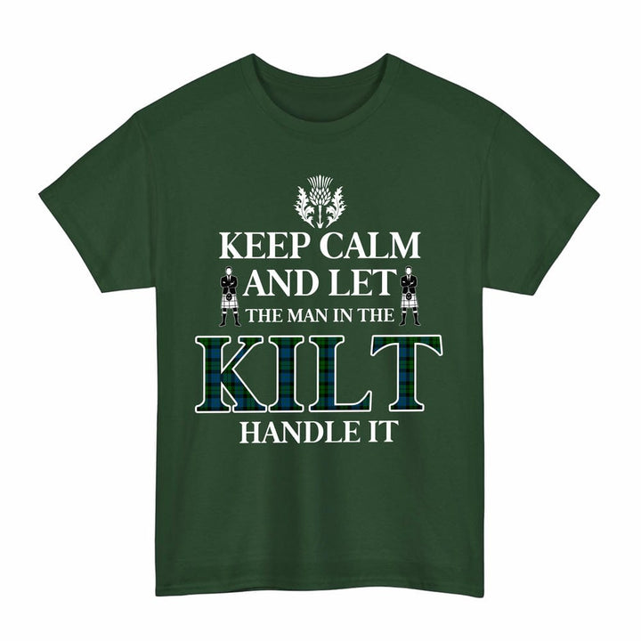Scottish MacKay Modern Clan Tartan T-Shirt - Keep Calm Tartan Plaid Forest Green Color