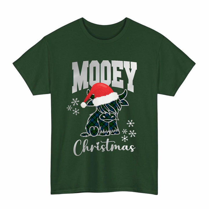 Scottish MacKay Modern Clan Tartan T-Shirt - Mooey Christmas Tartan Plaid Forest Green Color