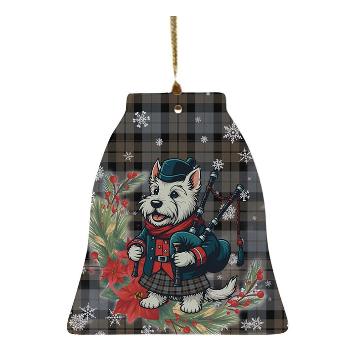 Scottish MacKay Weathered Clan Tartan Ceramic Ornament Cute Scottish Terrier Dog Bell Style Tartan Plaid