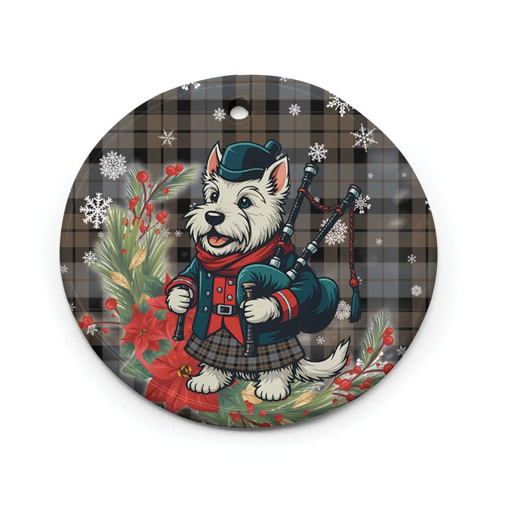 Scottish MacKay Weathered Clan Tartan Ceramic Ornament Cute Scottish Terrier Dog Circle Style Tartan Plaid