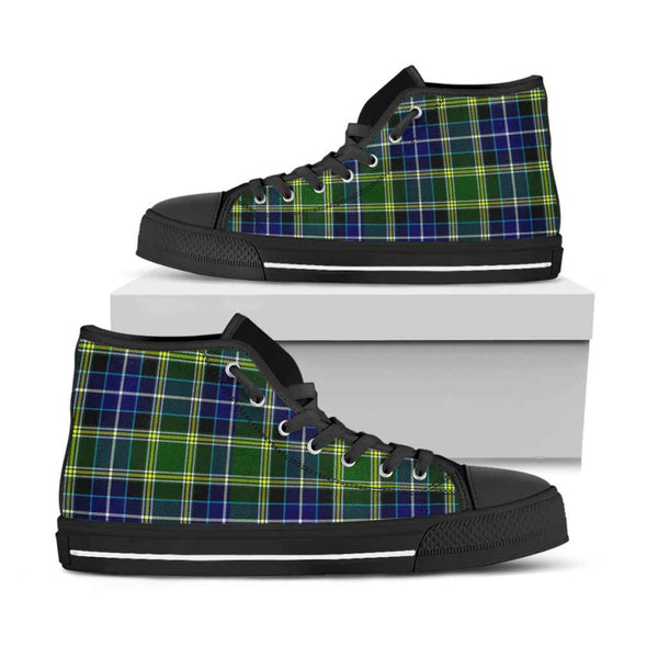 Scottish MacKellar Clan Tartan High Top Shoes Black Sole Tartan Plaid