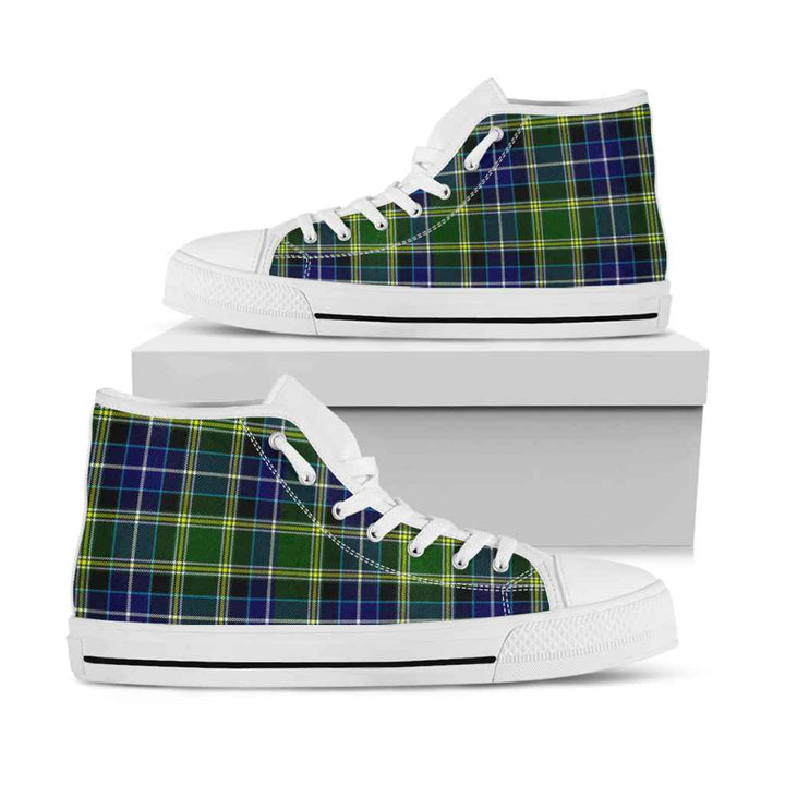 Scottish MacKellar Clan Tartan High Top Shoes White Sole Tartan Plaid