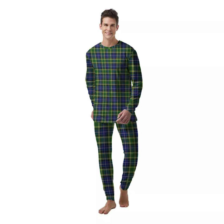 Scottish MacKellar Clan Tartan Pajama Set  Men Front Side Tartan Plaid