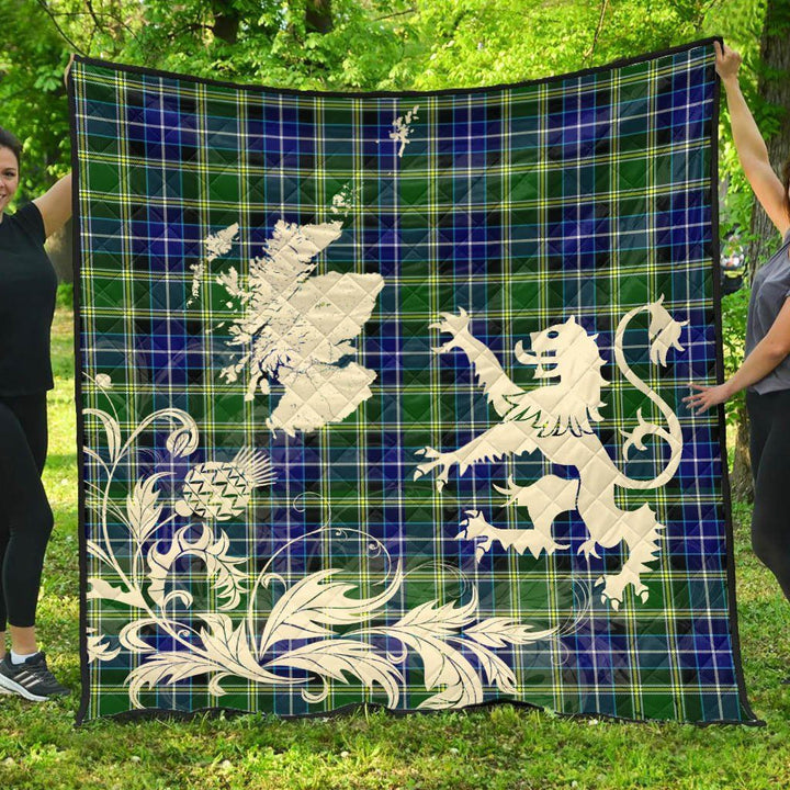 Scottish MacKellar Clan Tartan Quilt Rampant Lion with Thistle Tartan Plaid 1