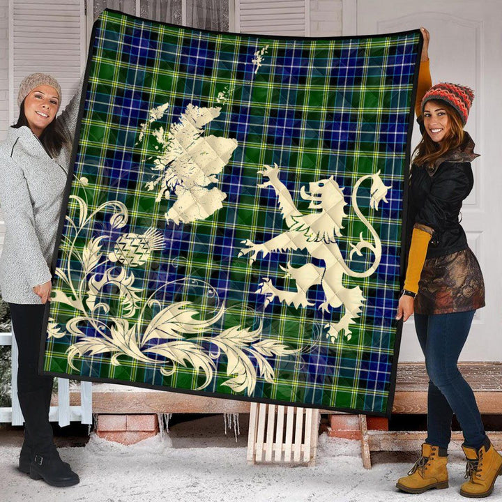 Scottish MacKellar Clan Tartan Quilt Rampant Lion with Thistle Tartan Plaid 2