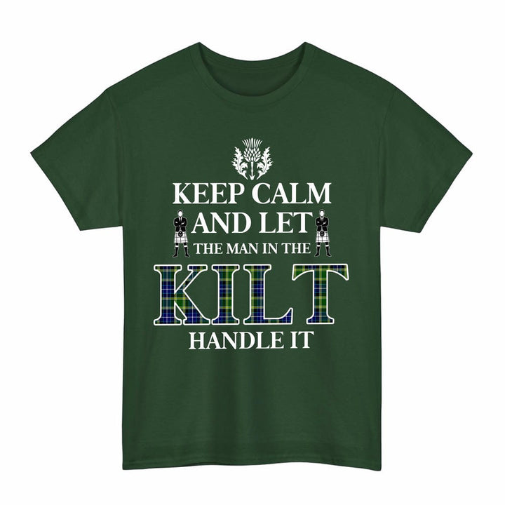 Scottish MacKellar Clan Tartan T-Shirt - Keep Calm Tartan Plaid Forest Green Color