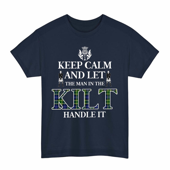 Scottish MacKellar Clan Tartan T-Shirt - Keep Calm Tartan Plaid Navy Color