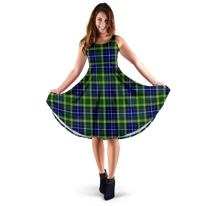 Scottish MacKellar Clan Tartan Women Midi Dress