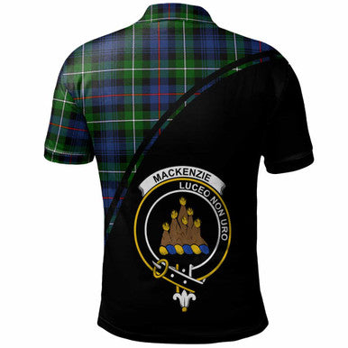 Scottish MacKenzie Clan Crest Tartan Curve Polo Shirt Back Side Tartan Plaid