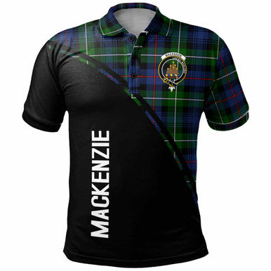 Scottish MacKenzie Clan Crest Tartan Curve Polo Shirt Front Side Tartan Plaid