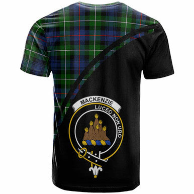 Scottish MacKenzie Clan Crest Tartan Curve T-Shirt Back Side Tartan Plaid