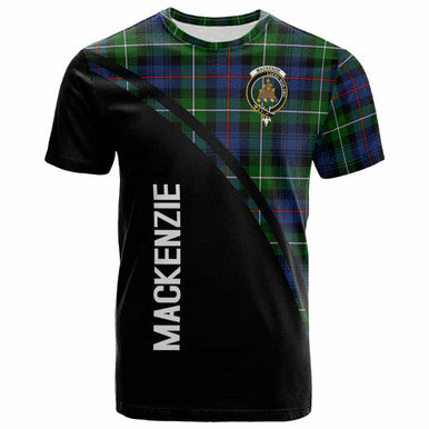 Scottish MacKenzie Clan Crest Tartan Curve T-Shirt Front Side Tartan Plaid