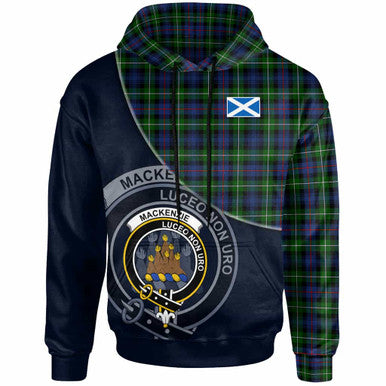 Scottish MacKenzie Clan Crest Tartan Hoodie - Bend Style Front Side Tartan Plaid