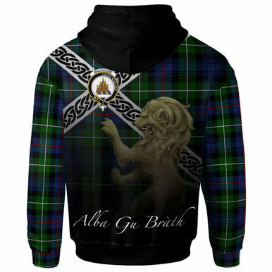 Scottish MacKenzie Clan Crest Tartan Hoodie - Scotland Lion Back Side Tartan Plaid