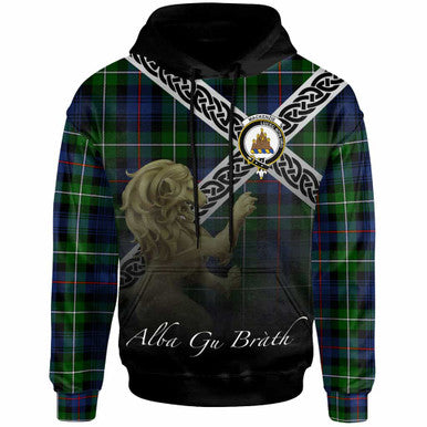 Scottish MacKenzie Clan Crest Tartan Hoodie - Scotland Lion Front Side Tartan Plaid