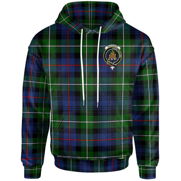 Scottish MacKenzie Clan Crest Tartan Hoodie Front Side Tartan Plaid