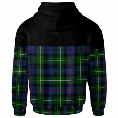 Scottish MacKenzie Clan Crest Tartan Hoodie - Horizontal Style Back Side Tartan Plaid