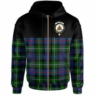 Scottish MacKenzie Clan Crest Tartan Hoodie - Horizontal Style Zip-up Tartan Plaid