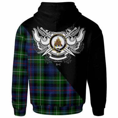 Scottish MacKenzie Clan Crest Tartan Hoodie - Military Logo Back Side Tartan Plaid